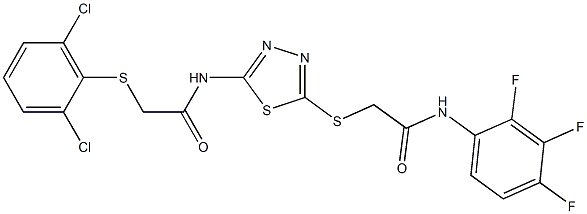 N1-(5-{[2-oxo-2-(2,3,4-trifluoroanilino)ethyl]thio}-1,3,4-thiadiazol-2-yl)-2-[(2,6-dichlorophenyl)thio]acetamide