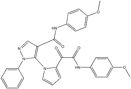 5-{2-[2-(4-methoxyanilino)-2-oxoacetyl]-1H-pyrrol-1-yl}-N-(4-methoxyphenyl)-1-phenyl-1H-pyrazole-4-carboxamide Struktur