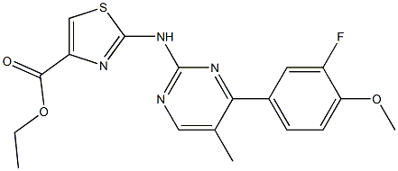  ethyl 2-{[4-(3-fluoro-4-methoxyphenyl)-5-methyl-2-pyrimidinyl]amino}-1,3-thiazole-4-carboxylate