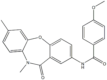 N-(7,10-dimethyl-11-oxo-10,11-dihydrodibenzo[b,f][1,4]oxazepin-2-yl)-4-methoxybenzenecarboxamide Struktur