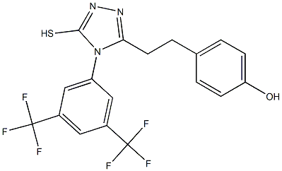 4-(2-{4-[3,5-di(trifluoromethyl)phenyl]-5-mercapto-4H-1,2,4-triazol-3-yl}ethyl)phenol 化学構造式