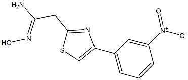 N'-hydroxy-2-[4-(3-nitrophenyl)-1,3-thiazol-2-yl]ethanimidamide 化学構造式