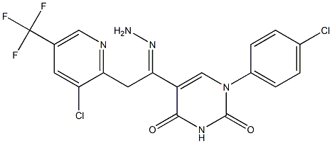 1-(4-chlorophenyl)-5-{2-[3-chloro-5-(trifluoromethyl)-2-pyridinyl]ethanehydrazonoyl}-2,4(1H,3H)-pyrimidinedione,,结构式