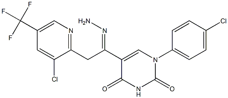  1-(4-chlorophenyl)-5-{2-[3-chloro-5-(trifluoromethyl)-2-pyridinyl]ethanehydrazonoyl}-2,4(1H,3H)-pyrimidinedione