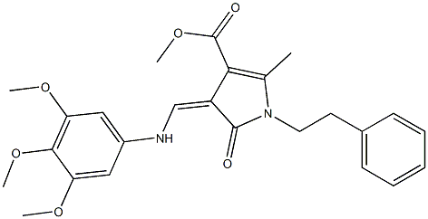 methyl 5-methyl-2-oxo-1-phenethyl-3-[(Z)-(3,4,5-trimethoxyanilino)methylidene]-1,2-dihydro-3H-pyrrole-4-carboxylate|