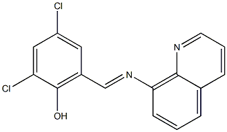 2,4-ジクロロ-6-[(8-キノリルイミノ)メチル]フェノール 化学構造式