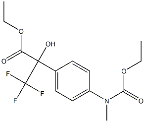 ethyl 2-{4-[(ethoxycarbonyl)(methyl)amino]phenyl}-3,3,3-trifluoro-2-hydroxypropanoate Struktur