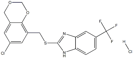 2-{[(6-chloro-4H-1,3-benzodioxin-8-yl)methyl]thio}-5-(trifluoromethyl)-1H-benzo[d]imidazole hydrochloride,,结构式