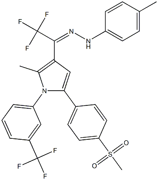 2,2,2-trifluoro-1-{2-methyl-5-[4-(methylsulfonyl)phenyl]-1-[3-(trifluoromethyl)phenyl]-1H-pyrrol-3-yl}-1-ethanone N-(4-methylphenyl)hydrazone 结构式