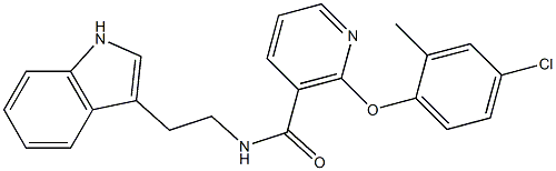 2-(4-chloro-2-methylphenoxy)-N-[2-(1H-indol-3-yl)ethyl]nicotinamide,,结构式