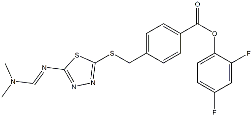 2,4-difluorophenyl 4-{[(5-{[(dimethylamino)methylidene]amino}-1,3,4-thiadiazol-2-yl)thio]methyl}benzoate,,结构式