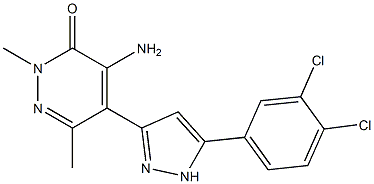 4-amino-5-[5-(3,4-dichlorophenyl)-1H-pyrazol-3-yl]-2,6-dimethyl-2,3-dihydropyridazin-3-one Struktur