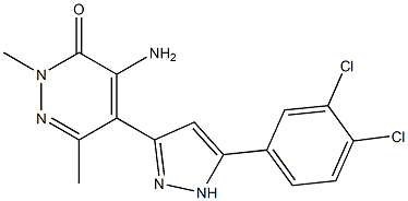 4-amino-5-[5-(3,4-dichlorophenyl)-1H-pyrazol-3-yl]-2,6-dimethyl-2,3-dihydropyridazin-3-one,,结构式