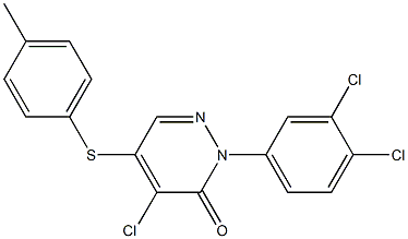 4-chloro-2-(3,4-dichlorophenyl)-5-[(4-methylphenyl)sulfanyl]-3(2H)-pyridazinone,,结构式