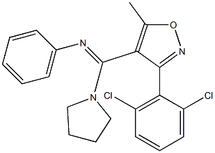 N1-[[3-(2,6-dichlorophenyl)-5-methylisoxazol-4-yl](tetrahydro-1H-pyrrol-1-yl)methylidene]aniline Structure