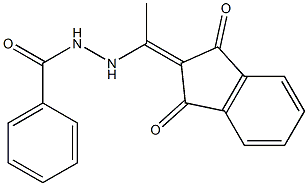 N'-[1-(1,3-dioxo-1,3-dihydro-2H-inden-2-yliden)ethyl]benzenecarbohydrazide 化学構造式