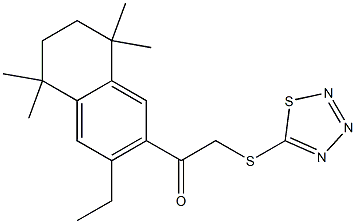 1-(3-ethyl-5,5,8,8-tetramethyl-5,6,7,8-tetrahydronaphthalen-2-yl)-2-(1,2,3,4-thiatriazol-5-ylthio)ethan-1-one Struktur