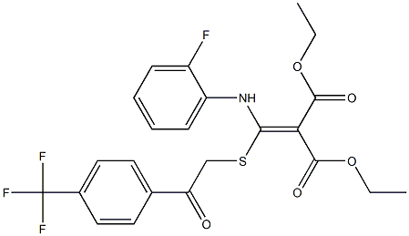 diethyl 2-[(2-fluoroanilino)({2-oxo-2-[4-(trifluoromethyl)phenyl]ethyl}sulfanyl)methylene]malonate 化学構造式
