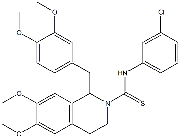 N2-(3-chlorophenyl)-1-(3,4-dimethoxybenzyl)-6,7-dimethoxy-1,2,3,4-tetrahydroisoquinoline-2-carbothioamide 化学構造式