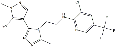 N-{2-[3-(5-amino-1-methyl-1H-pyrazol-4-yl)-5-methyl-4H-1,2,4-triazol-4-yl]ethyl}-3-chloro-5-(trifluoromethyl)-2-pyridinamine 化学構造式