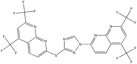 7-(3-{[5,7-bis(trifluoromethyl)[1,8]naphthyridin-2-yl]sulfanyl}-1H-1,2,4-triazol-1-yl)-2,4-bis(trifluoromethyl)[1,8]naphthyridine Structure