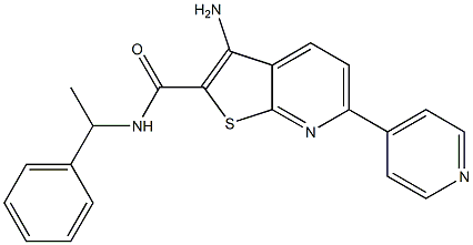 3-amino-N-(1-phenylethyl)-6-(4-pyridinyl)thieno[2,3-b]pyridine-2-carboxamide 结构式