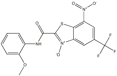 2-[(2-methoxyanilino)carbonyl]-7-nitro-5-(trifluoromethyl)-1,3-benzothiazol -3-ium-3-olate 化学構造式