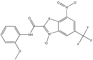 2-[(2-methoxyanilino)carbonyl]-7-nitro-5-(trifluoromethyl)-1,3-benzothiazol -3-ium-3-olate,,结构式