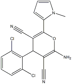 2-amino-4-(2,6-dichlorophenyl)-6-(1-methyl-1H-pyrrol-2-yl)-4H-pyran-3,5-dicarbonitrile Structure