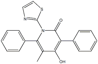 4-hydroxy-5-methyl-3,6-diphenyl-1-(1,3-thiazol-2-yl)-1,2-dihydropyridin-2-one Struktur