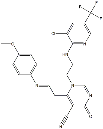  1-(2-{[3-chloro-5-(trifluoromethyl)-2-pyridinyl]amino}ethyl)-6-{2-[(4-methoxyphenyl)imino]ethyl}-4-oxo-1,4-dihydro-5-pyrimidinecarbonitrile