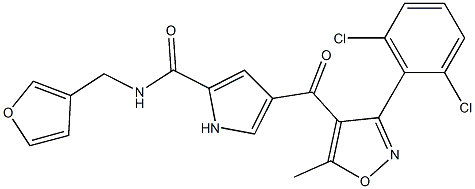 4-{[3-(2,6-dichlorophenyl)-5-methyl-4-isoxazolyl]carbonyl}-N-(3-furylmethyl)-1H-pyrrole-2-carboxamide Structure