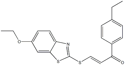 3-[(6-ethoxy-1,3-benzothiazol-2-yl)thio]-1-(4-ethylphenyl)prop-2-en-1-one Struktur