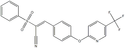 (E)-2-(phenylsulfonyl)-3-(4-{[5-(trifluoromethyl)-2-pyridinyl]oxy}phenyl)-2-propenenitrile,,结构式