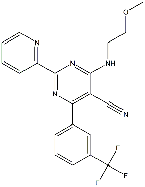 4-[(2-methoxyethyl)amino]-2-(2-pyridinyl)-6-[3-(trifluoromethyl)phenyl]-5-pyrimidinecarbonitrile 结构式