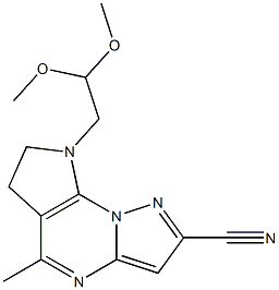 8-(2,2-dimethoxyethyl)-5-methyl-7,8-dihydro-6H-pyrazolo[1,5-a]pyrrolo[3,2-e]pyrimidine-2-carbonitrile Struktur