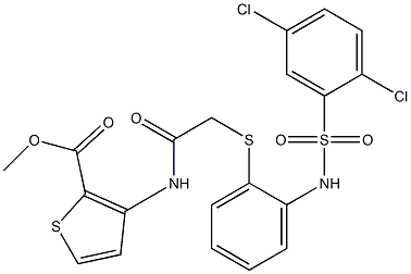 methyl 3-({2-[(2-{[(2,5-dichlorophenyl)sulfonyl]amino}phenyl)sulfanyl]acetyl}amino)-2-thiophenecarboxylate Struktur