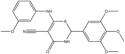 6-(3-methoxyanilino)-4-oxo-2-(3,4,5-trimethoxyphenyl)-3,4-dihydro-2H-1,3-thiazine-5-carbonitrile Structure