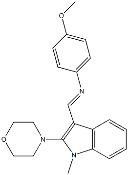 4-methoxy-N-[(E)-(1-methyl-2-morpholino-1H-indol-3-yl)methylidene]aniline|