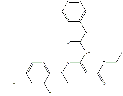 ethyl 3-[(anilinocarbonyl)amino]-3-{2-[3-chloro-5-(trifluoromethyl)-2-pyridinyl]-2-methylhydrazino}acrylate Structure