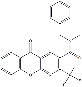 N-benzyl-N-methyl-5-oxo-2-(trifluoromethyl)-5H-chromeno[2,3-b]pyridine-3-carboxamide 化学構造式