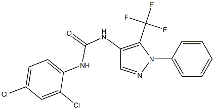 N-(2,4-dichlorophenyl)-N'-[1-phenyl-5-(trifluoromethyl)-1H-pyrazol-4-yl]urea Struktur