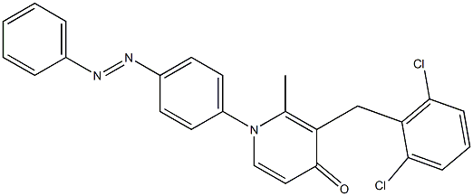 3-(2,6-dichlorobenzyl)-2-methyl-1-{4-[(E)-2-phenyldiazenyl]phenyl}-4(1H)-pyridinone Struktur