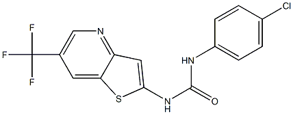 N-(4-chlorophenyl)-N'-[6-(trifluoromethyl)thieno[3,2-b]pyridin-2-yl]urea,,结构式