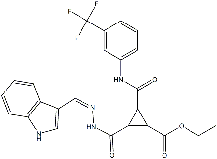 ethyl 2-{[2-(1H-indol-3-ylmethylene)hydrazino]carbonyl}-3-{[3-(trifluoromethyl)anilino]carbonyl}cyclopropanecarboxylate Struktur