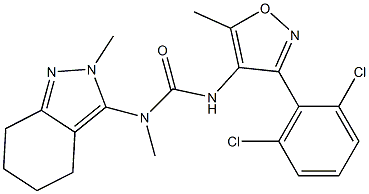 N'-[3-(2,6-dichlorophenyl)-5-methyl-4-isoxazolyl]-N-methyl-N-(2-methyl-4,5,6,7-tetrahydro-2H-3-indazolyl)urea,,结构式