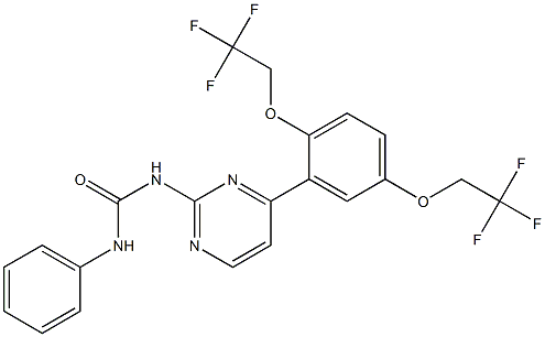 N-{4-[2,5-di(2,2,2-trifluoroethoxy)phenyl]pyrimidin-2-yl}-N'-phenylurea 化学構造式