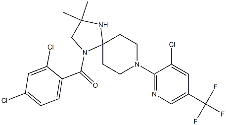 {8-[3-chloro-5-(trifluoromethyl)-2-pyridinyl]-3,3-dimethyl-1,4,8-triazaspiro[4.5]dec-1-yl}(2,4-dichlorophenyl)methanone,,结构式