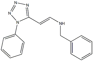 N1-benzyl-2-(1-phenyl-1H-1,2,3,4-tetraazol-5-yl)eth-1-en-1-amine,,结构式