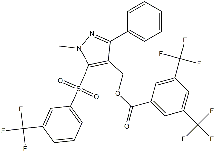 (1-methyl-3-phenyl-5-{[3-(trifluoromethyl)phenyl]sulfonyl}-1H-pyrazol-4-yl)methyl 3,5-bis(trifluoromethyl)benzenecarboxylate Structure